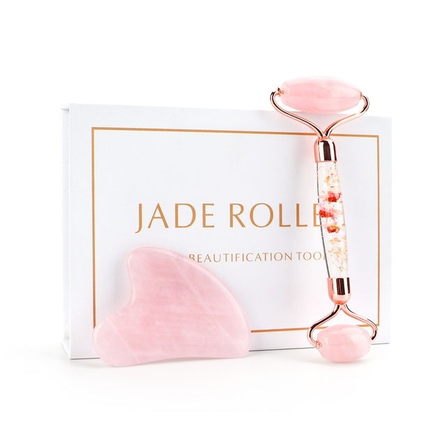 Rose Quartz Roller Abnehmen Gesicht Massager Lifting Werkzeug Natürliche Jade