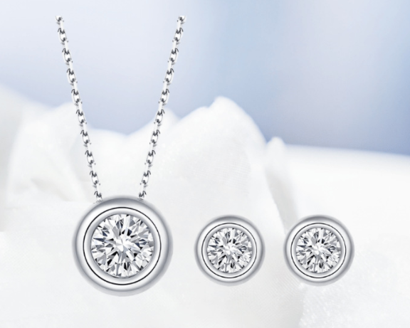 Okrągły kształt ciasta S925 Sterling Silver inkrustowany zestaw biżuterii Moissanite