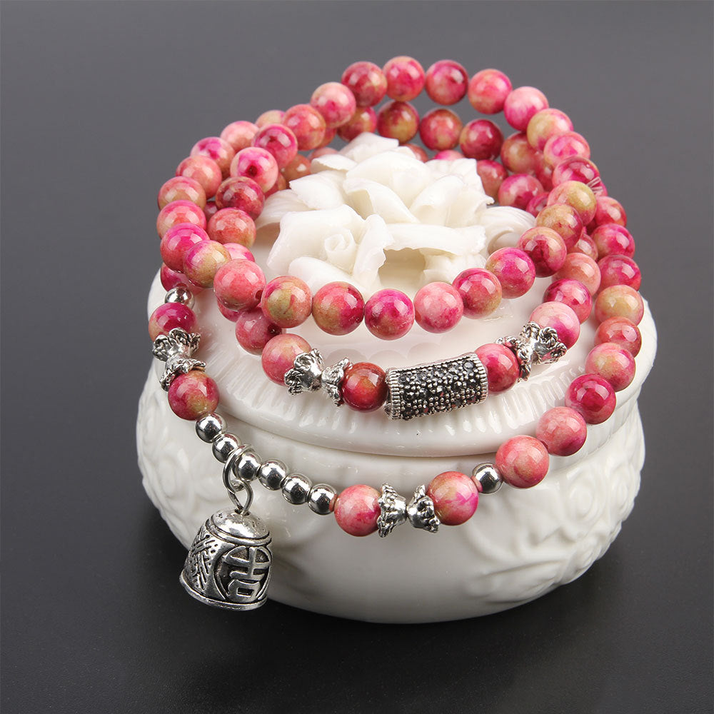 Multi-layer multi-circle beaded bracelet