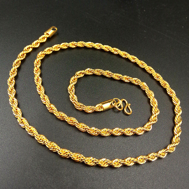 Hemp rope gold necklace