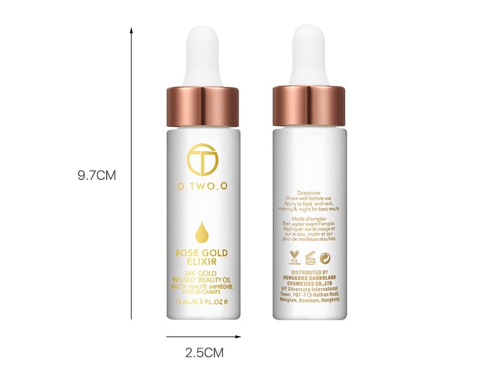 24 Karat Roségold-Elixier, Haut-Make-up-Öl für das Gesicht, ätherisches Öl vor der Grundierung, feuchtigkeitsspendendes Gesichtsöl, Anti-Aging