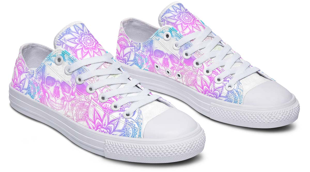 UrbanKicks Pinky Skull Fashion Print Couple Low-Top Canvas Shoes