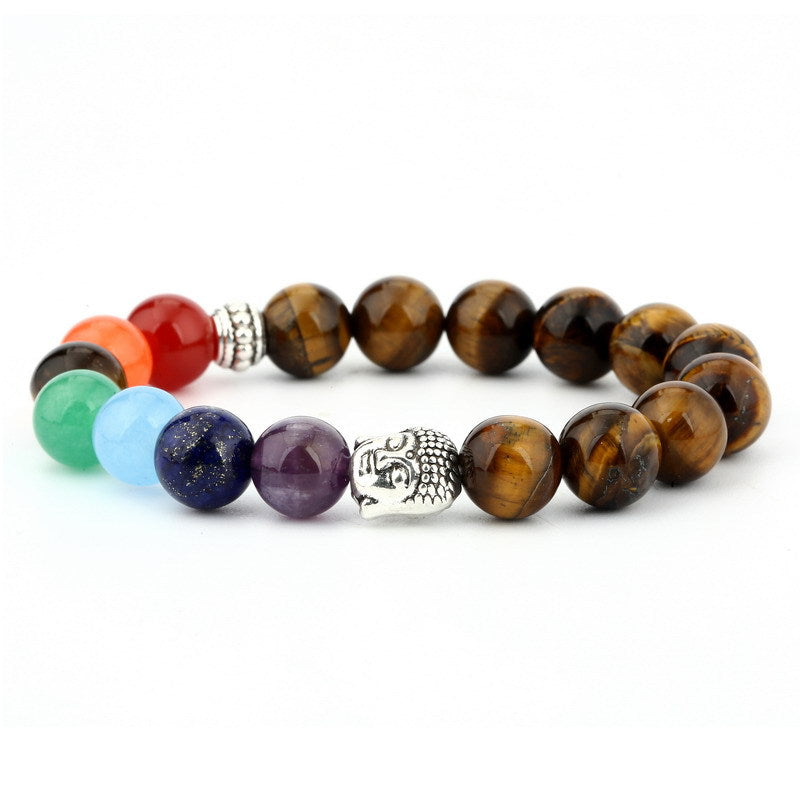 6mm Naturstein grün Dongling rot Achat Yoga Chakra Armband Buddha Kopf Energie Vulkangestein Perlenschnur Armband