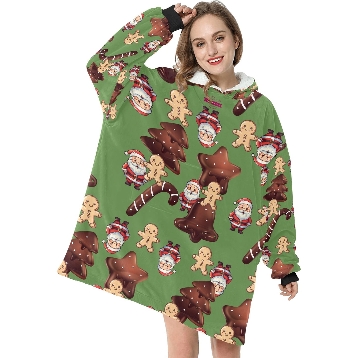 CWS Cozy Vibe Blanket Hoodie for Women Christmas, Ginger Bread Man by Cozy Winter Store