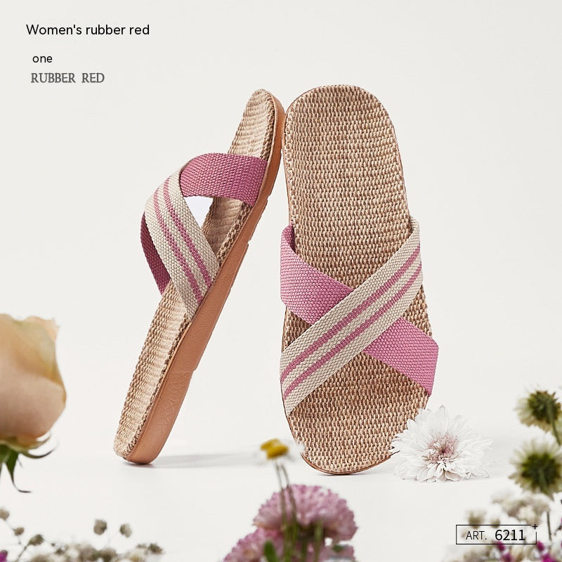 CrossBreeze: Damen-Leinen-Slipper mit stylischem Kreuz-Design.