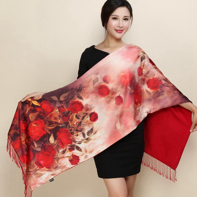 silk long silk shawl scarf