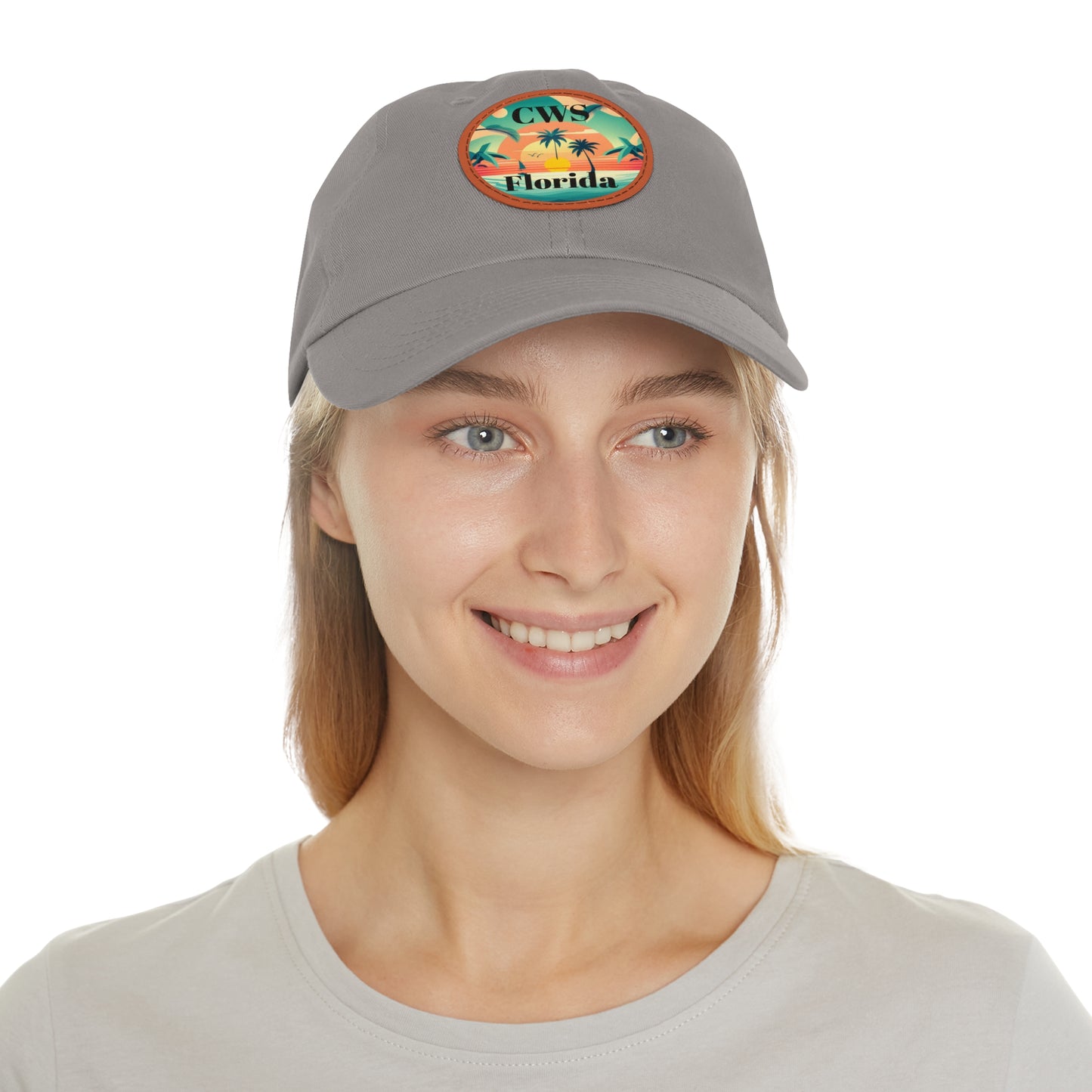 CWS Florida Palm Beach Dad Hat with Leather Patch (Round) By Cozy Winter Store (ships within USA only)