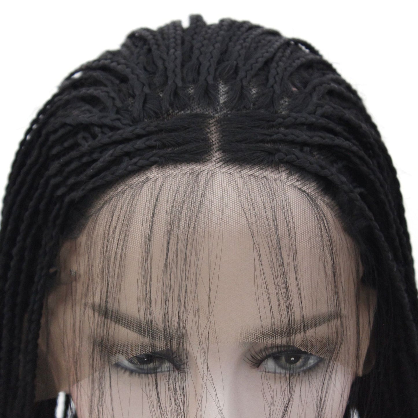 African Chemical Fiber Wig, Front Lace 3-strand Pigtail Headgear