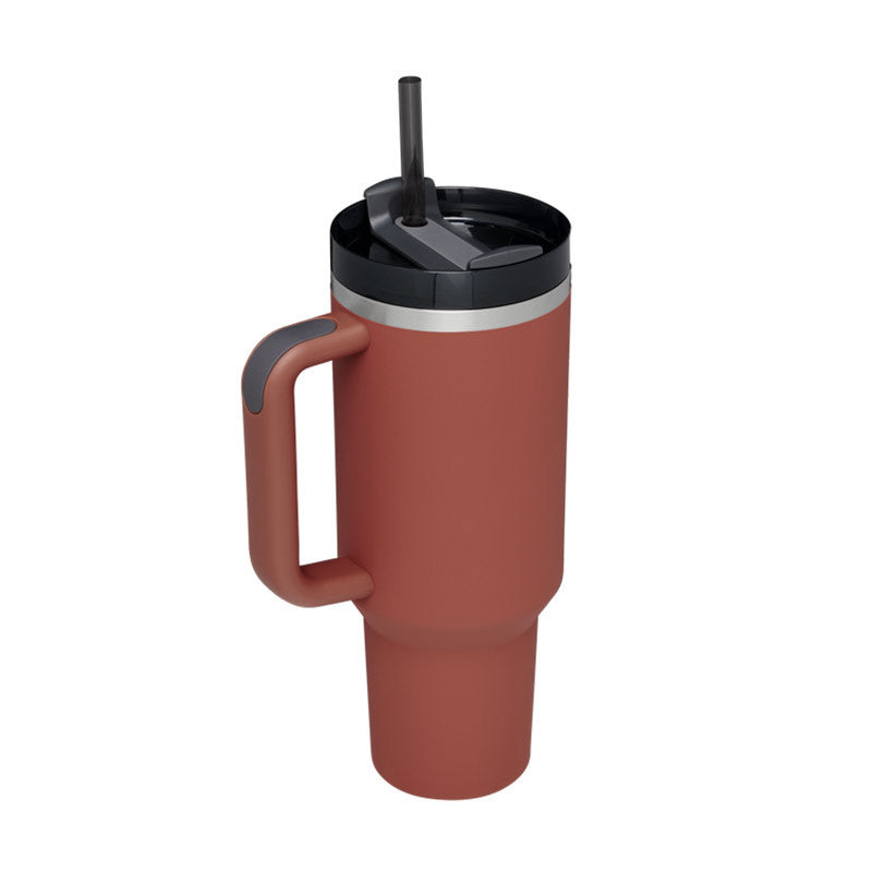 Thermobecher als Geschenk zum Valentinstag, 1,2 l, Kaffee-Isolierbecher mit Strohhalm und Griff, tragbare Wasserflasche aus Edelstahl fürs Auto, große Kapazität, BPA-freier Thermobecher für unterwegs