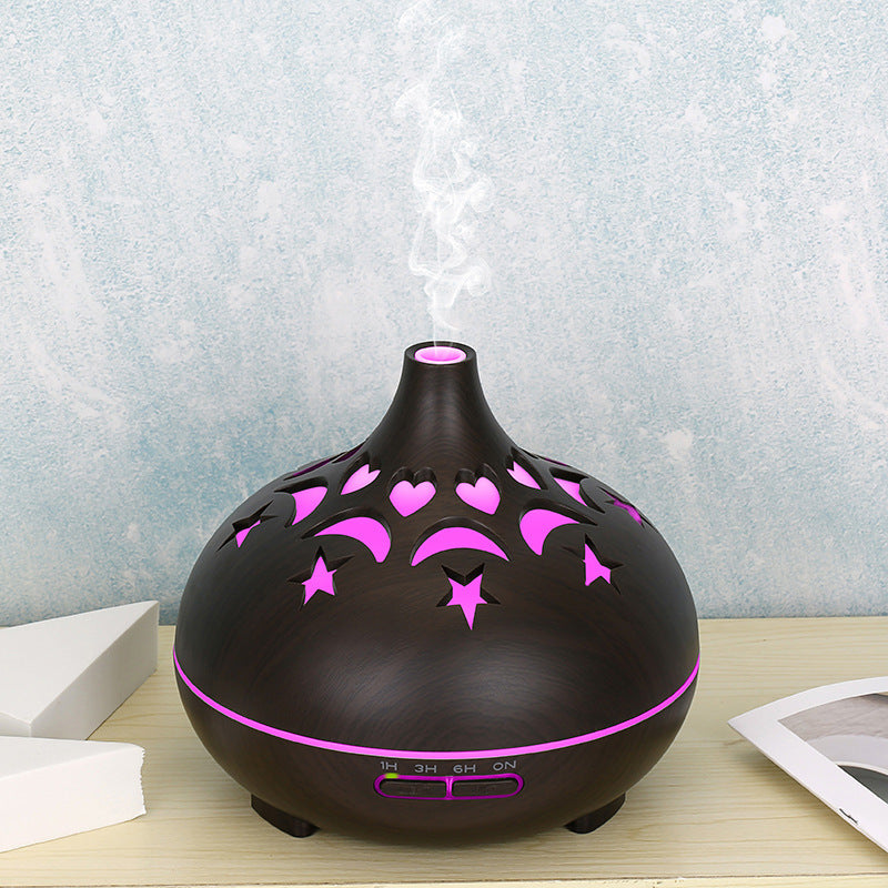 Large Capacity Wood Grain 122 Aroma Diffuser Hollow Humidifier Automatic Fragrance Desktop Home Essential Oil Ultrasonic