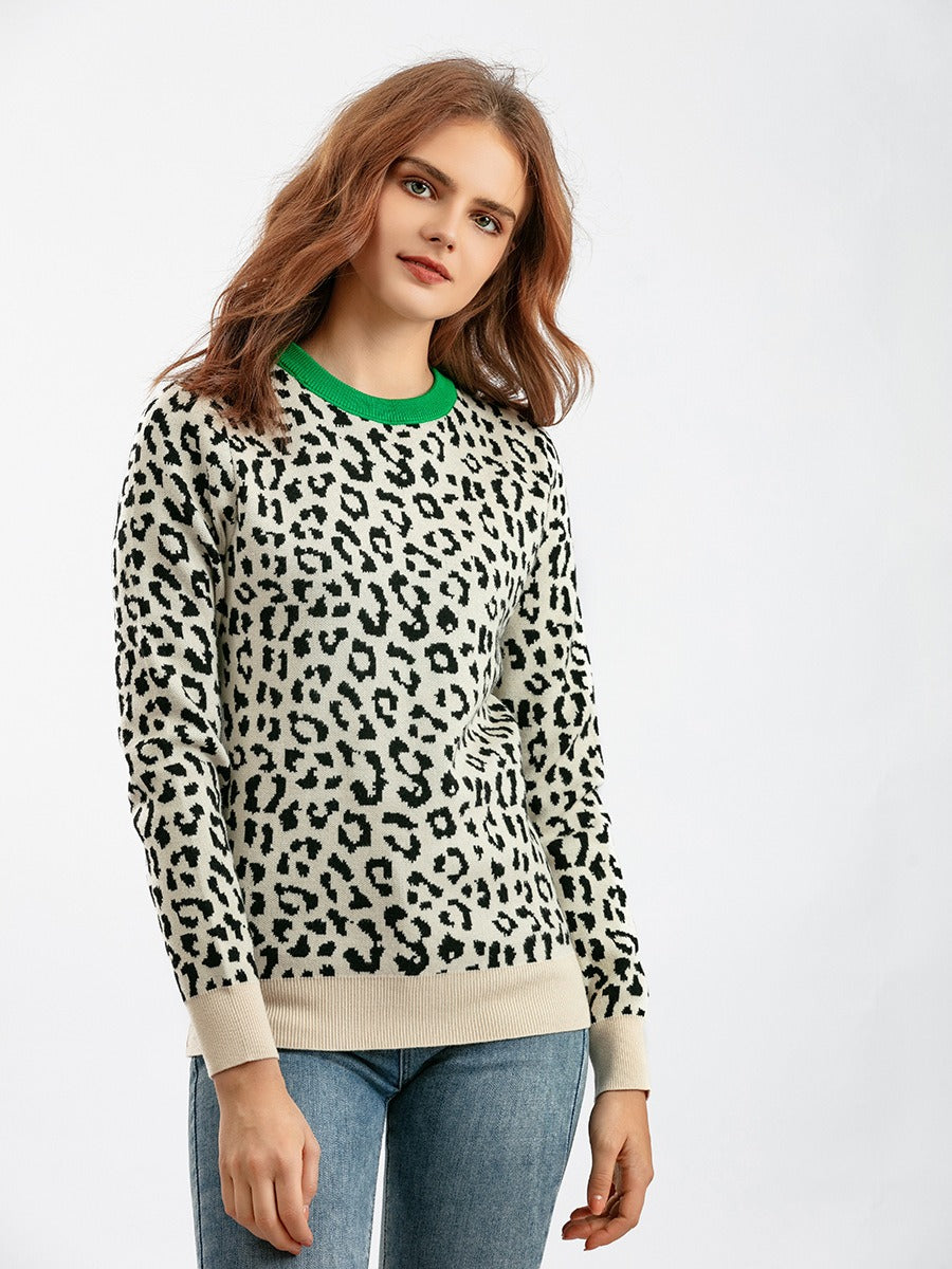 Damen Leoparden Jacquard Mode Wollmischungen Pullover