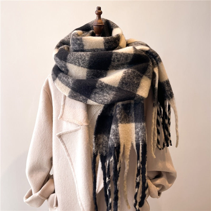 Extended scarf winter women's plaid scarf shawl dual purpose men's scarf British style imitation cashmere scarf