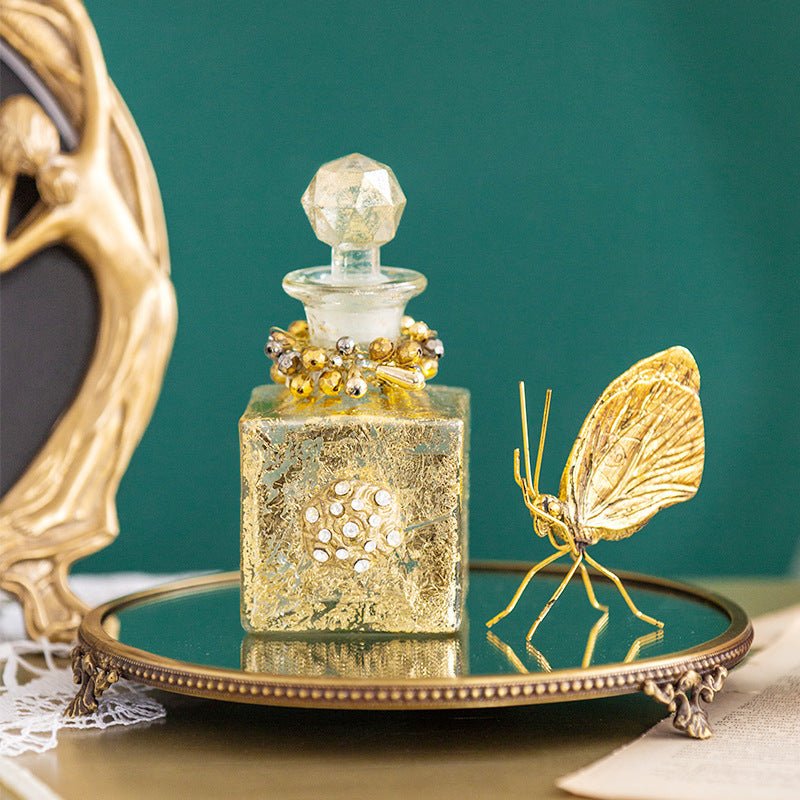 Essence Elysium: Vintage Glass Perfume Bottle, Flameless Design.