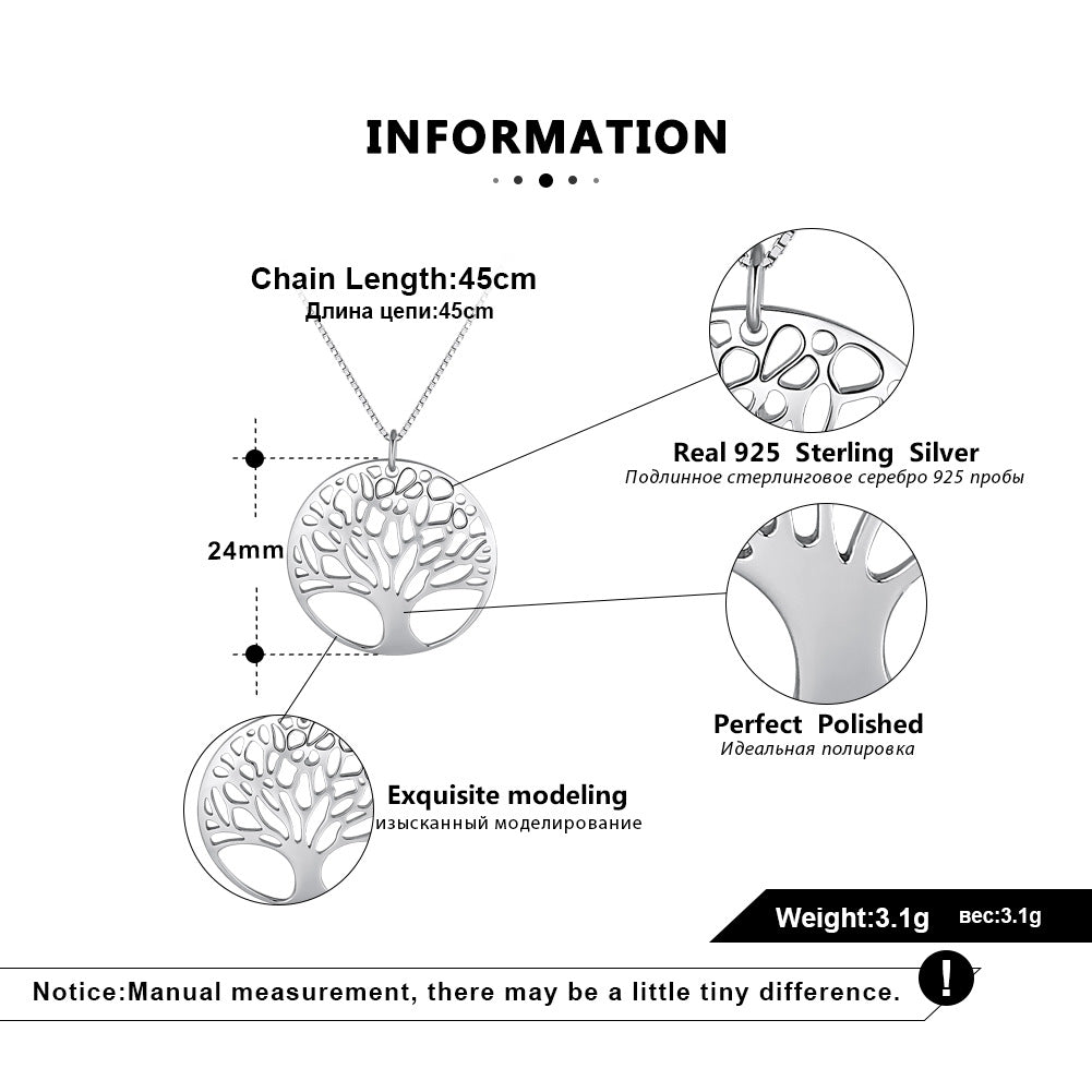 Srebrny naszyjnik S925 Okrągły kwiat tysiąca drzew