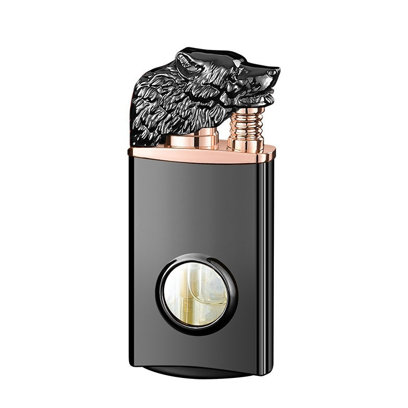 Wolf Head Luminous Transparent Gas Bin Double Fire Conversion Lighter