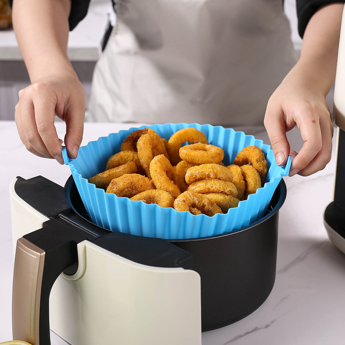 Essbares, rundes Airfryer-Tablett aus Silikon