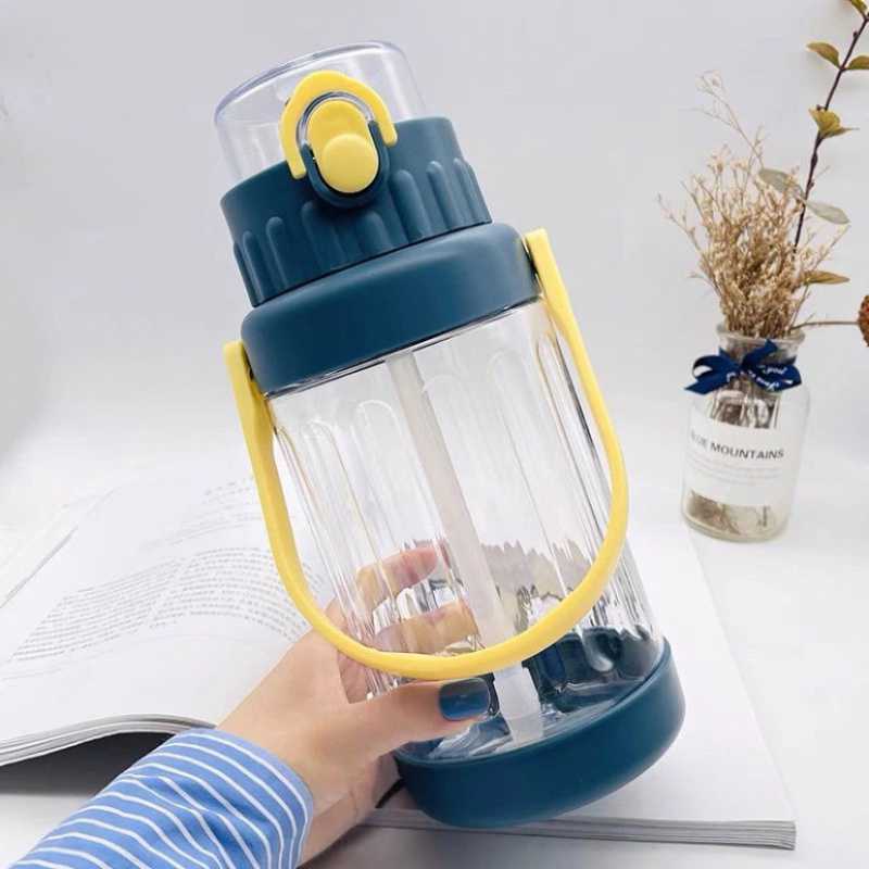 Plastic Water Cup With Handle And Water Bottle With Straw