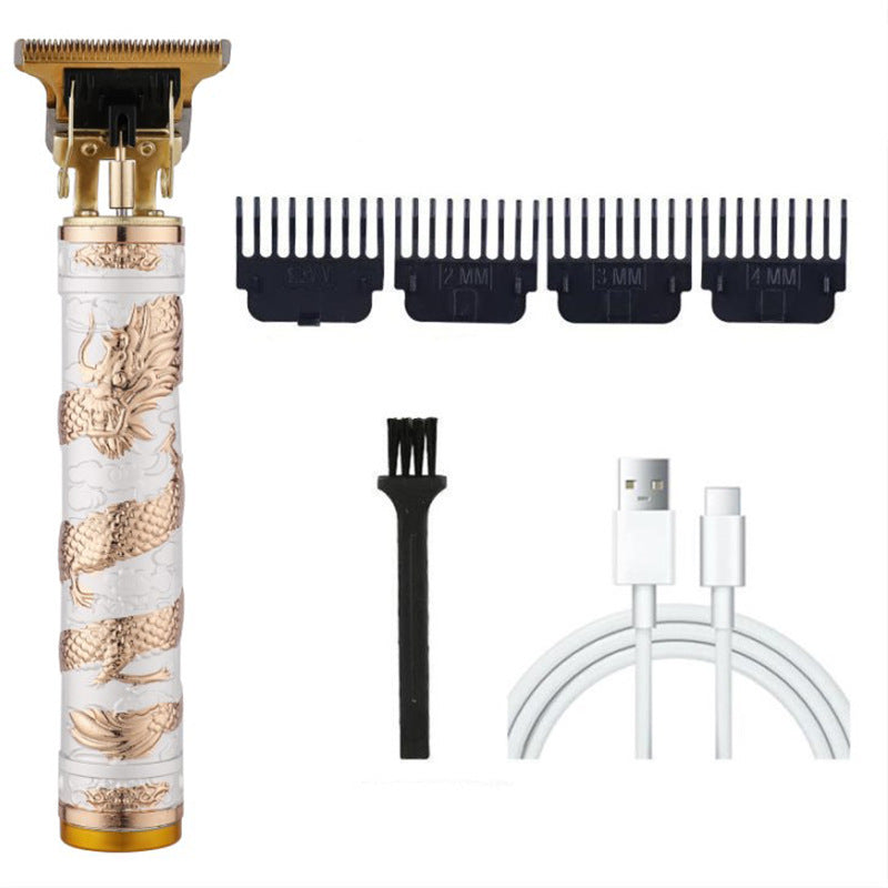 Carved Electric Clipper For Hair Salon Retro Oil Head Clippers Professional White Hair Trimming Panlong Hair Clipper