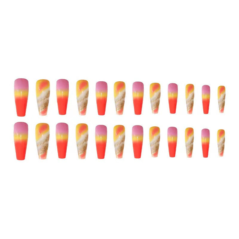 Rainbow Gradient Fake Nails Nail Stickers