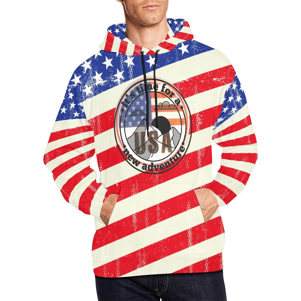 CWS Cozy Hoodie " USA Adventure Eagle" Men's All Over Print Hoodie (USA Size) by Cozy Winter Store