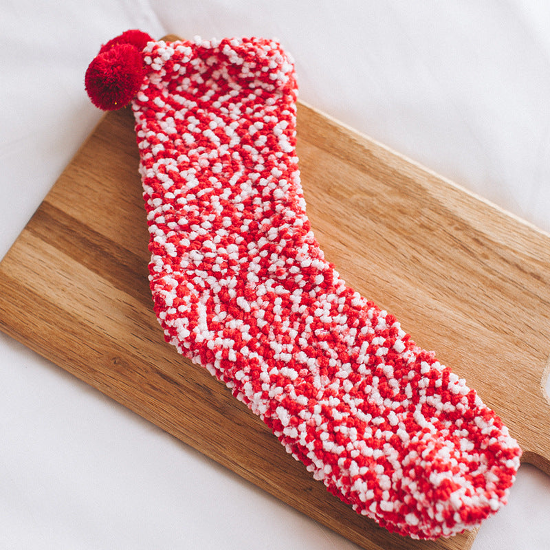 Thickened Fleece-lined Coral Socks