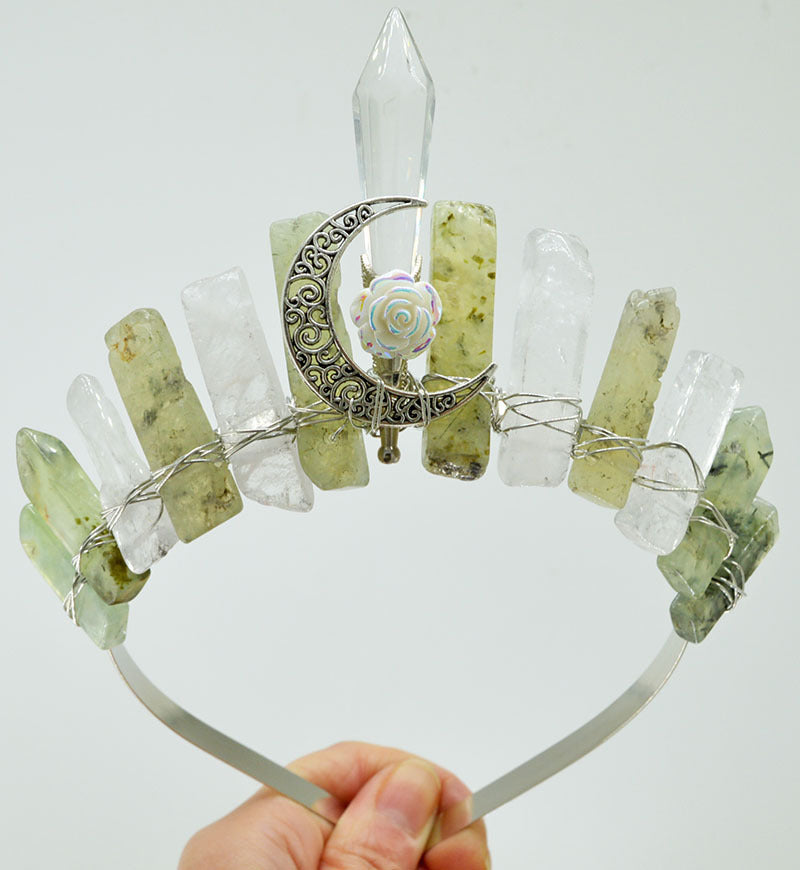 Natural Crystal Column Handmade Crown Hair Accessories