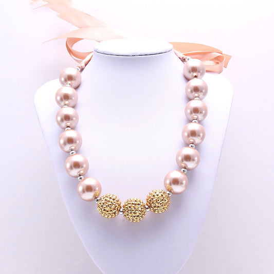 Bandage Golden Pearl Children's Necklace Europe And America