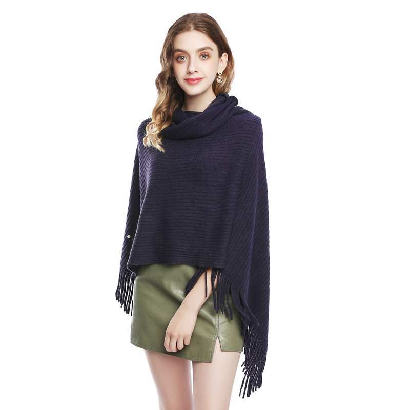 Women Batwing Tassel Knit Shawl