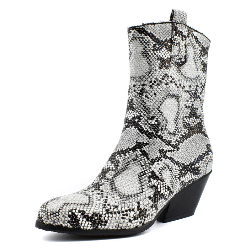 Snake print women's boots