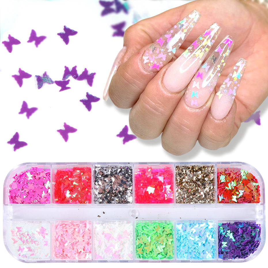 Symphony butterfly sequin nail decoration