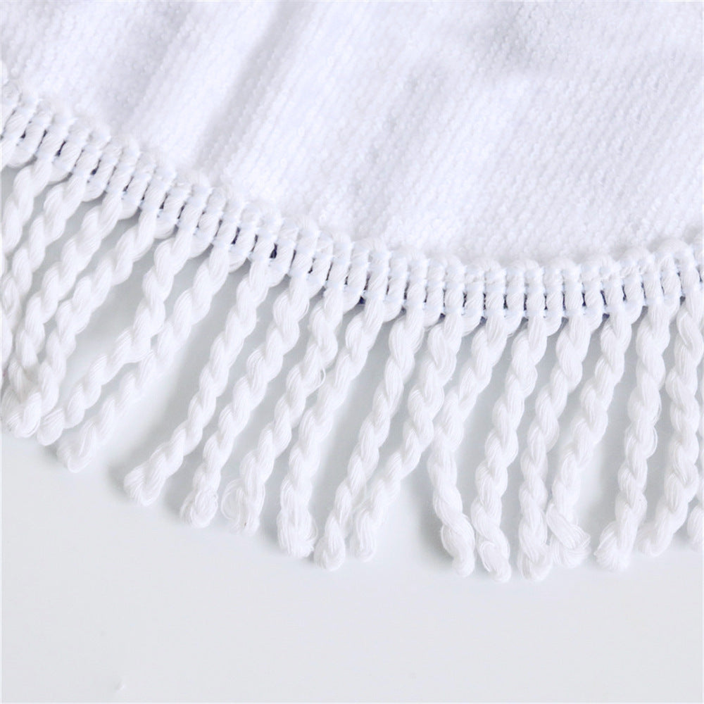 Microfiber round fringed beach towel