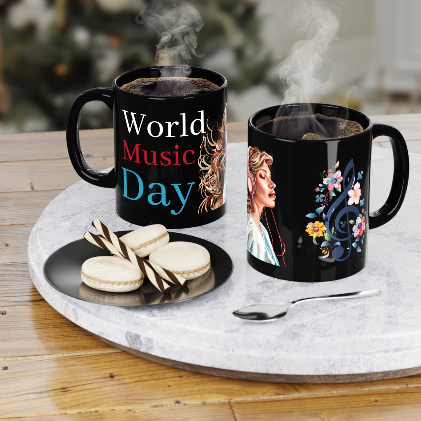 CWS Celebratioins World Music Day Black Coffee Mug, 11oz