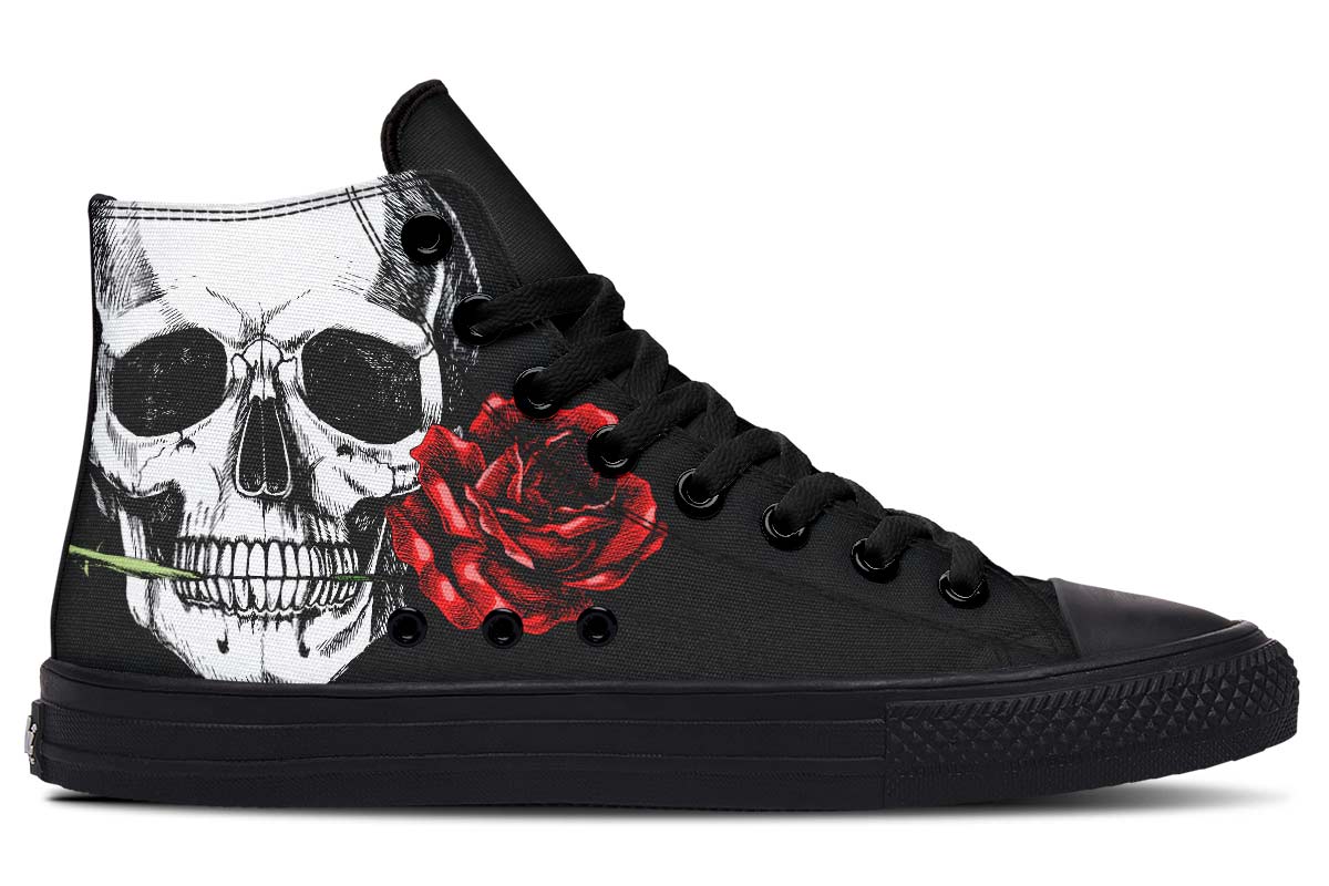 UrbanKicks Skull&Roses  Printed Couple High-top Canvas Shoes