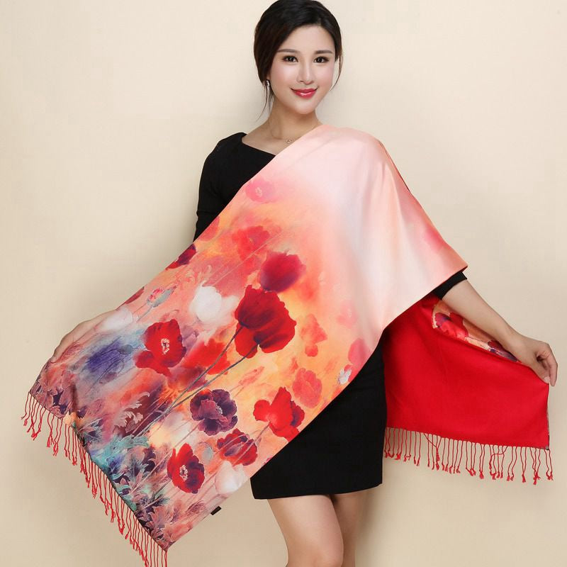 silk long silk shawl scarf