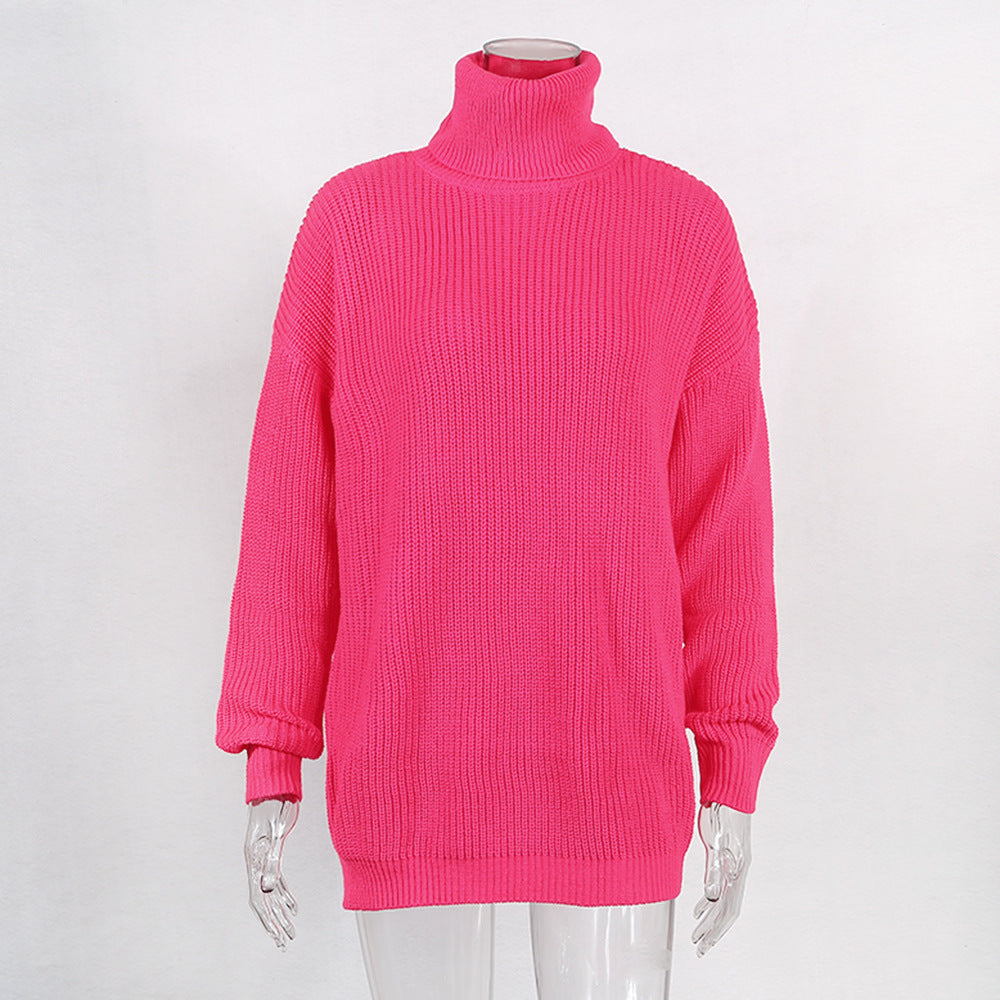 Fluorescent Turtleneck Thermal Sweater