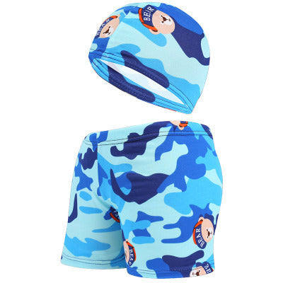 Summer Children's Cute Cartoon Beach Pants Swimming Cap Suit