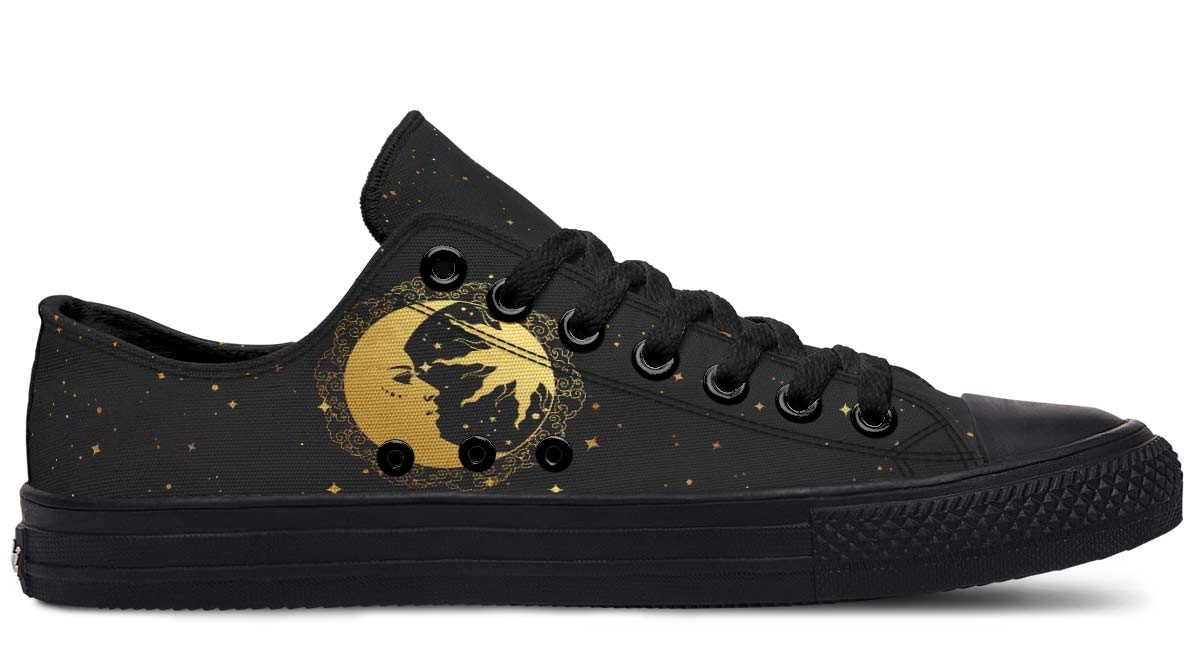 UrbanKicks Golden Moon Fashion Printed Couple High Top Canvas Shoes