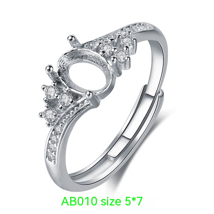 925 Silver Plating 18k Platinum Ring Frame Accessories