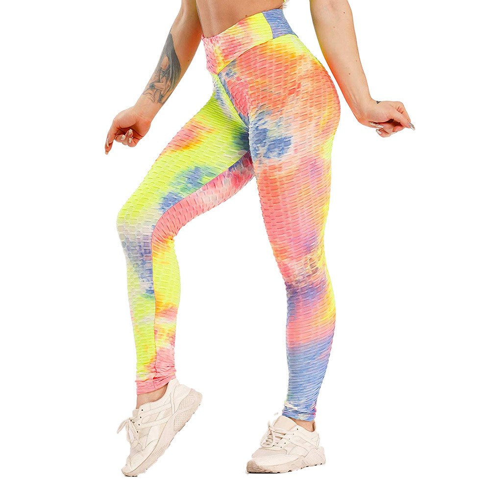 High waist hip tight tie-dye track pants