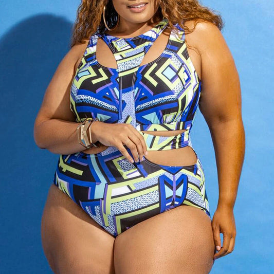 Ethnic Print Plus Size Swimsuit Bikini