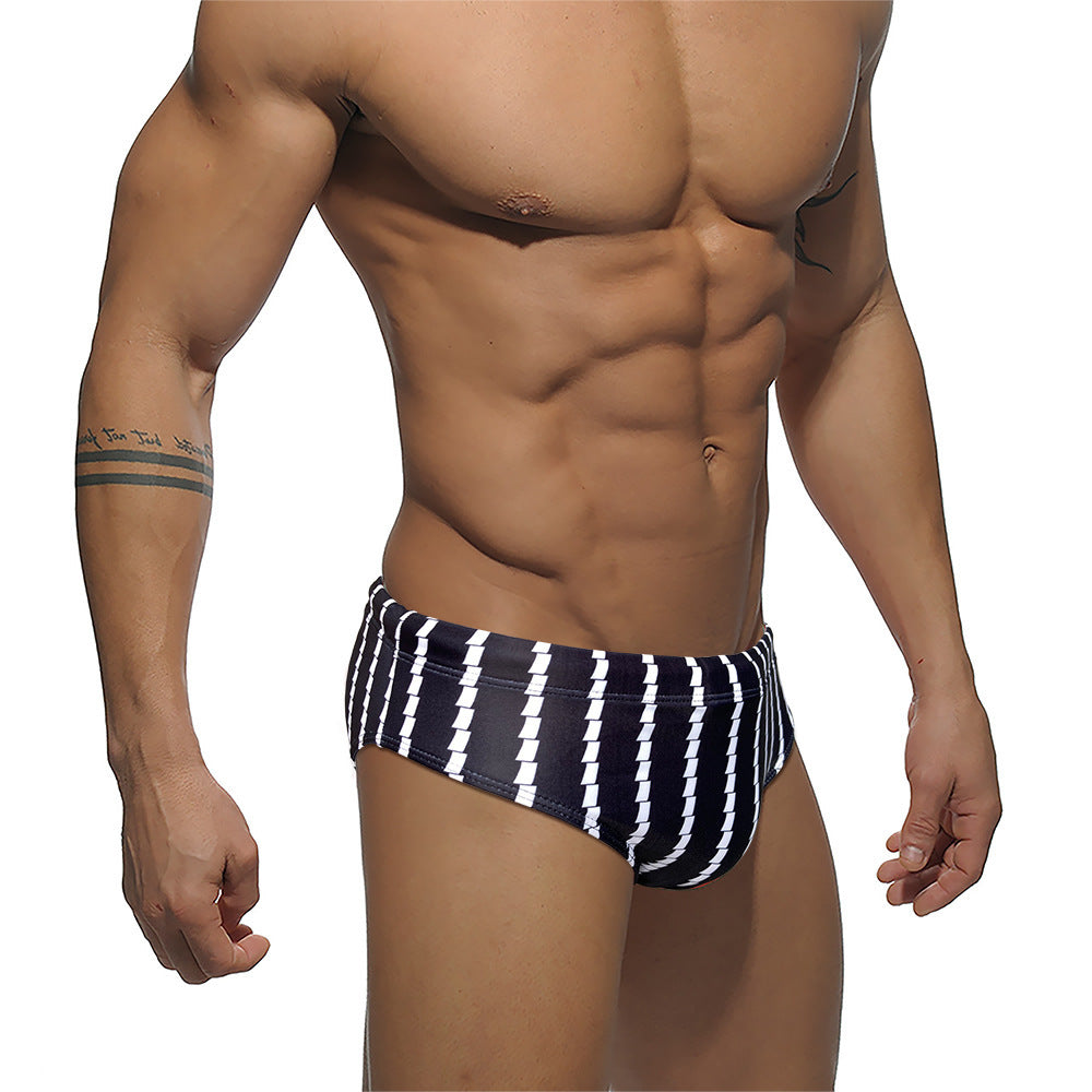 Low Rise Tight Vertical Stripes Beach Training Competition Swimsuit