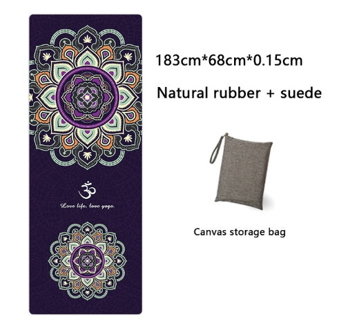 Natural Rubber Suede Yoga Mat Printed Folding