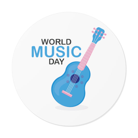 CWS Celebrations World Music Day Round Vinyl Stickers