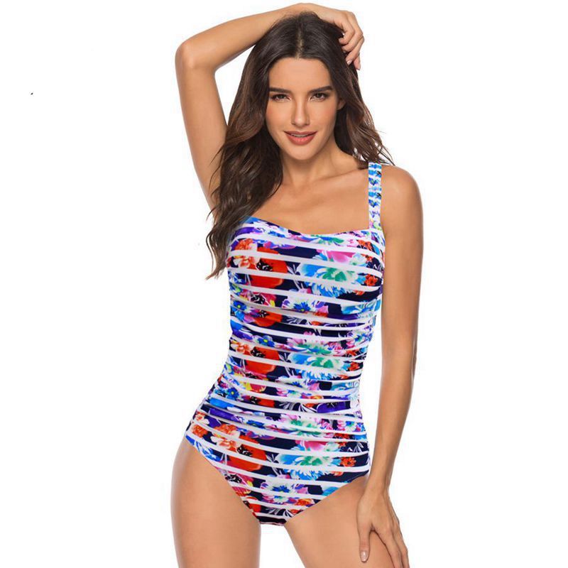 Women's swimwear with solid shoulder straps