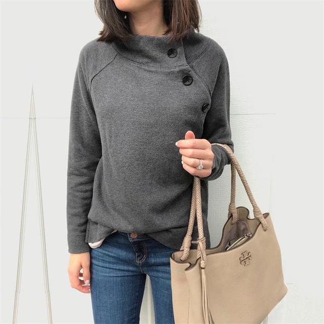 Buttoned casual long-sleeved thermal sweater