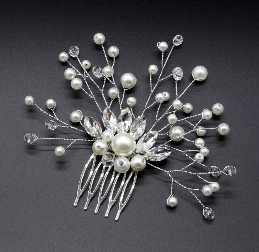 Pearl White Crystal Banquet Headdress Comb