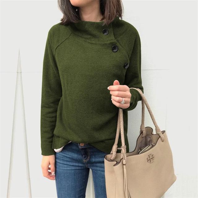 Buttoned casual long-sleeved thermal sweater