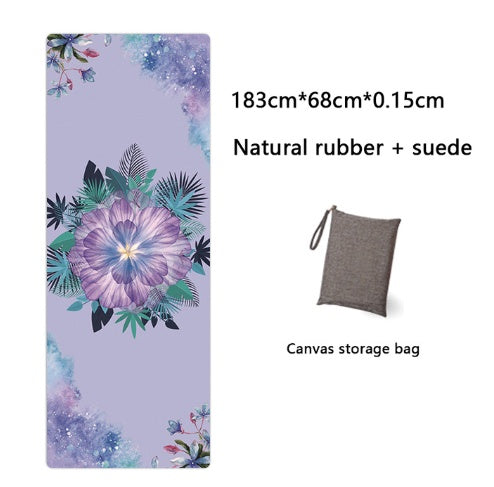 Natural Rubber Suede Yoga Mat Printed Folding