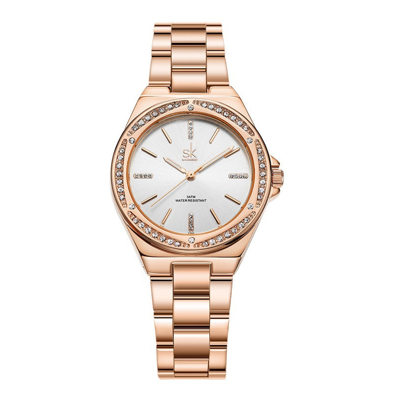 Women's Fashion Simple Zircon Quartz Watch