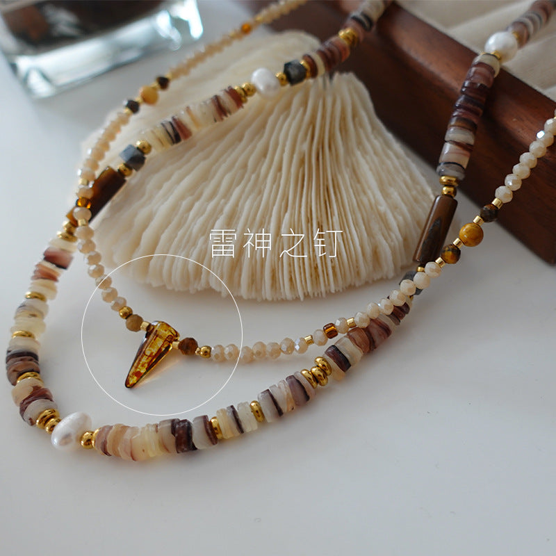 Natural Stone Pearl Necklace French Style